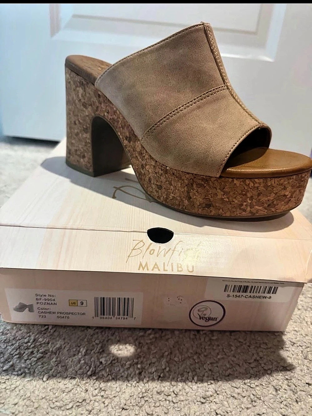 Blowfish Malibu Poznan Platform Mule Sandal Platform Wedge in Brown US 9 Like